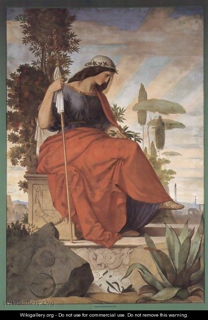 Mural from the old Stadel Institute, left side of image, scene allegorical figure of Italia - Philipp Veit