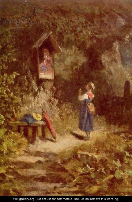 Praying peasant girl in the woods - Carl Spitzweg