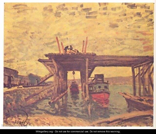 Bridge under construction - Alfred Sisley