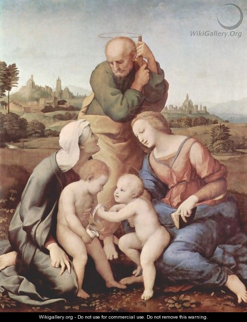 Sacra Familia Canigiani, Scene Holy Family with St. Elizabeth and St. John the Baptist - Raphael