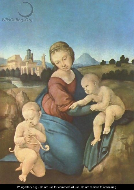 Esterhazy Madonna, scene with Mary and Christ child, John the Baptist - Raphael