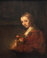 Portrait of a Woman with a Pink Carnation - Rembrandt Van Rijn