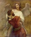 Jacob Wrestling with the Angel - Rembrandt Van Rijn