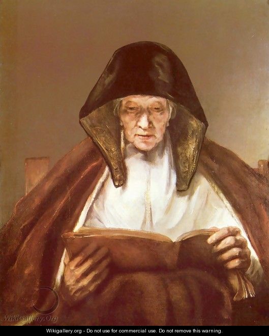 Old woman, reading Polski Starsza pani - Rembrandt Van Rijn