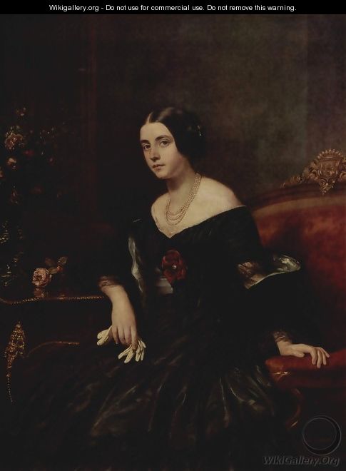 Portrait of a lady in a black dress - Gustav Karl Ludwig Richter