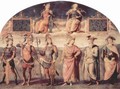 Frescoes in the Sala d'Udienza Collegio del Cambio in Perugia, and Justizia Prudenzia scene with ancient sages - Pietro Vannucci Perugino