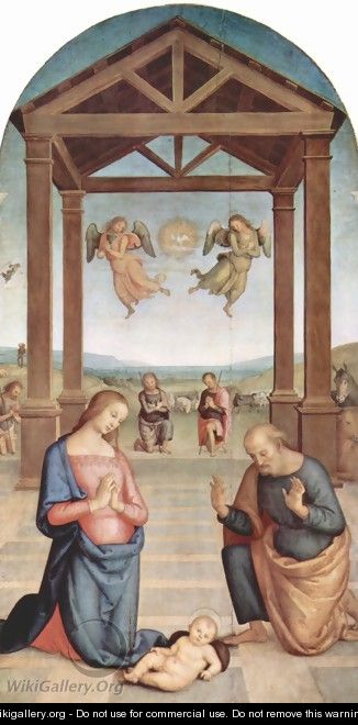 Altar of St. Augustine, scene Adoration of the Shepherds - Pietro Vannucci Perugino