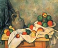 Still life, drapery, jug and fruits - Paul Cezanne