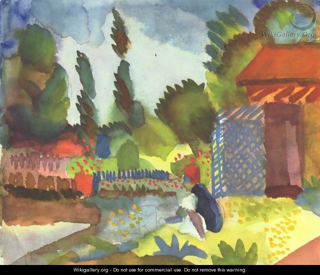 Tunis landscape with a sedentary Arabs - August Macke