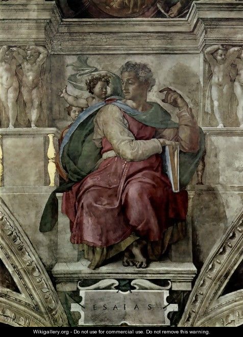Ceiling fresco for the story of creation in the Sistine Chapel, scene of the Prophet bezel Jessaja - Michelangelo Buonarroti