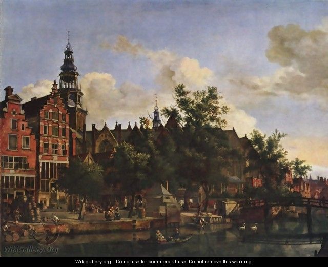 The Oudezijds Voorburgwal and the Oude Kerk in Amsterdam - Jan Van Der Heyden