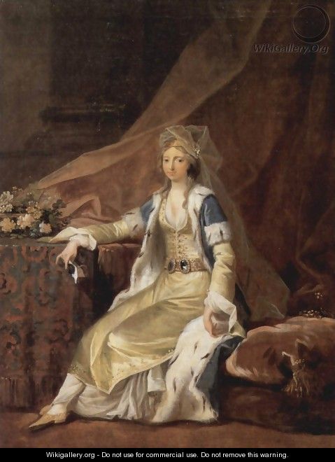 Portrait of the Duchess Luise von Schleswig-Holstein-Sonderburg-Augustenburg in Turkish costume - Jens Juel