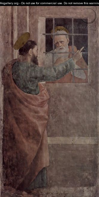 Frescoes of the Brancacci Chapel in Santa Maria del Carmine in Florence, visit scene of St. Peter in prison by the St. Paul - Filippino Lippi