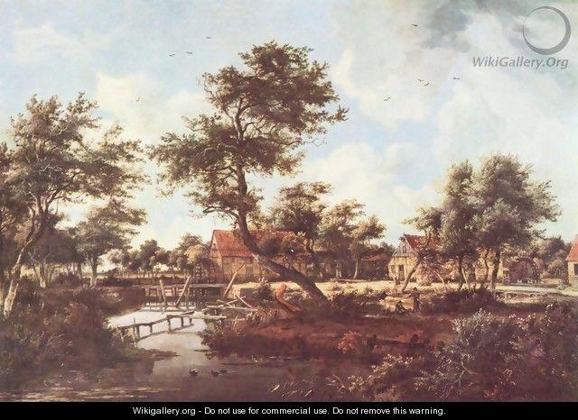 Village with the water mills - Meindert Hobbema