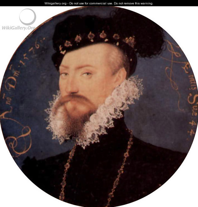 Portrait of Robert Dudley, Earl of Leicester, Tondo - Nicholas Hilliard
