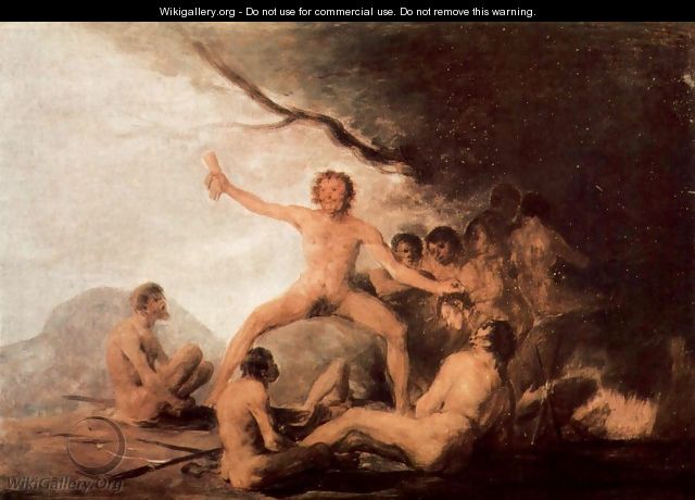 Desastres de la Guerra scene, the carcass of the Brebeuf Jesuit - Francisco De Goya y Lucientes