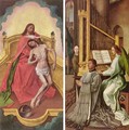 Sir Edward Boncle (Founder, portrait on the right panel) in adoration of the Trinity (left panel) - Hugo Van Der Goes