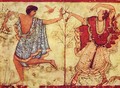 Two dancers, detail - Etruscan School
