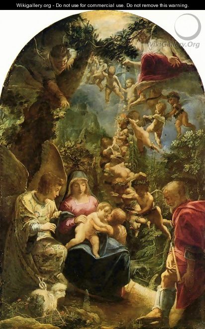 Holy Family with Angels - Adam Elsheimer