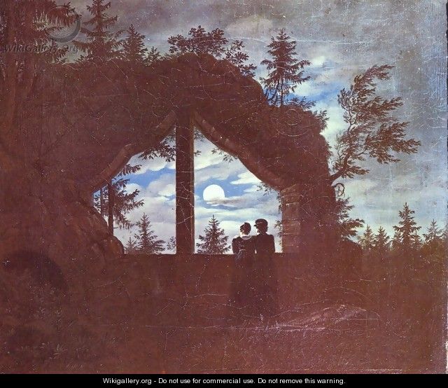 Oybin window at the moonlight - Carl Gustav Carus