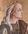 Polyptych altar of San Francesco at Montefiore dell 'Aso, left outer panel of St. Catherine of Alexandria, Detail - Carlo Crivelli