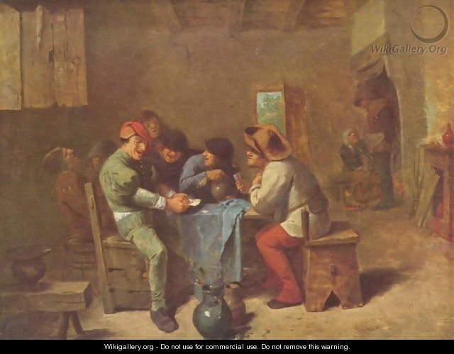 Card playing peasants in an Inn - Adriaen Brouwer