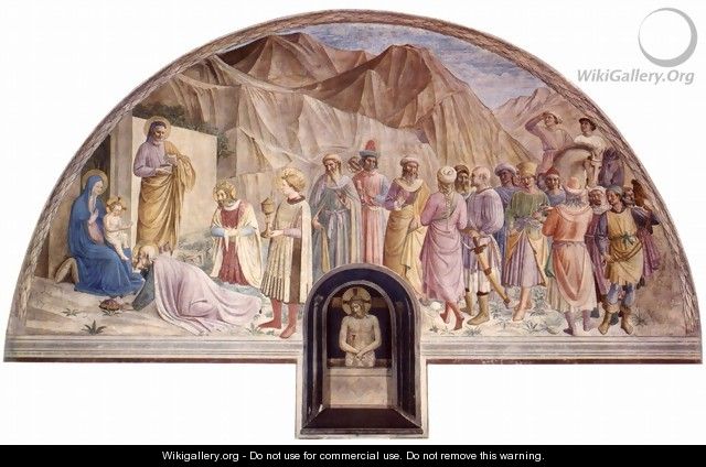 Frescoes in the Dominican convent of San Marco in Florence scene Adoration of the Kings - Angelico Fra