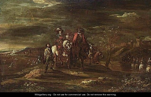 Horsemen In A Landscape - (after) Jacques (Le Bourguignon) Courtois