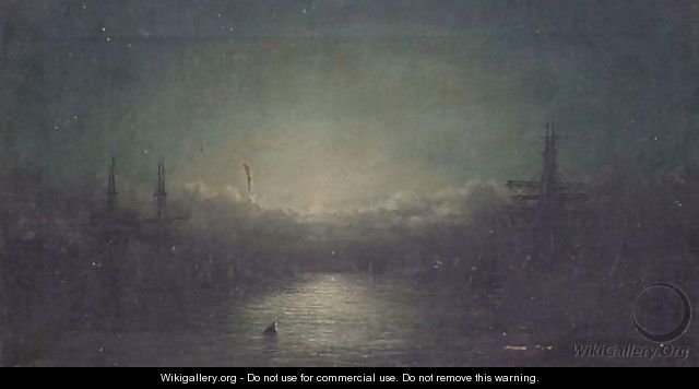 Moonlit Harbour - William Adolphus Knell