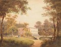 View Of A Country House And Garden - English School