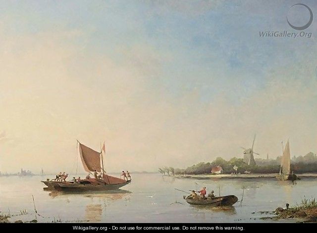 Fishermen In A Calm - Cornelis Christiaan Dommelshuizen