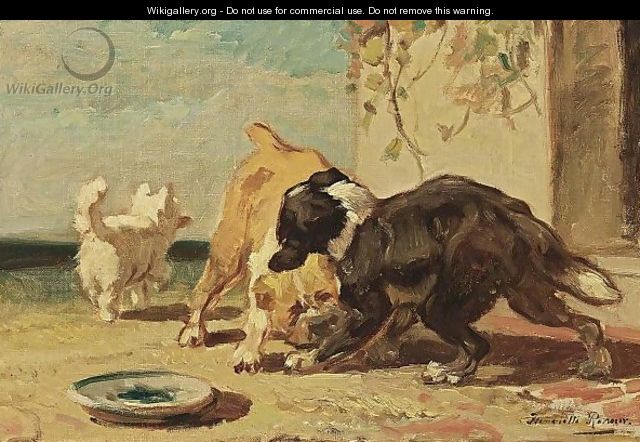 Dogs Playing On A Sunny Afternoon - Henriette Ronner-Knip