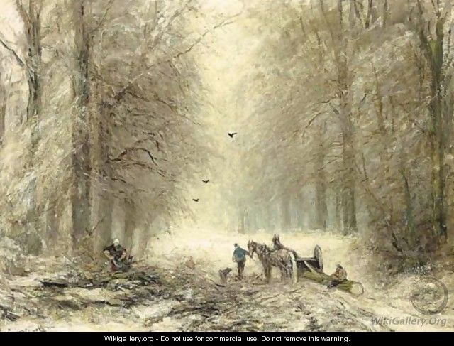 Wood Gatherers In The Haagse Bos In Winter - Louis Apol