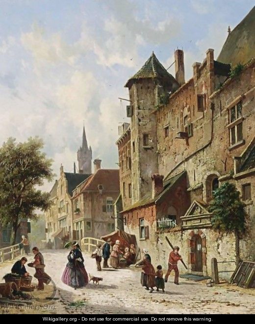 Villagers In The Streets Of A Dutch Town 3 - Adrianus Eversen