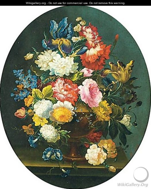 Floral Still Lifes A Pair Of Paintings - Antoine-Aglae Margry
