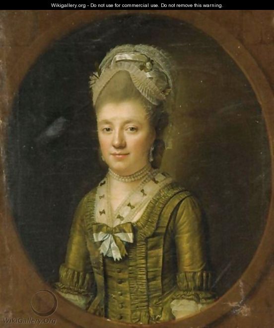 Portrait Of A Lady In Brown Dress - Continental School