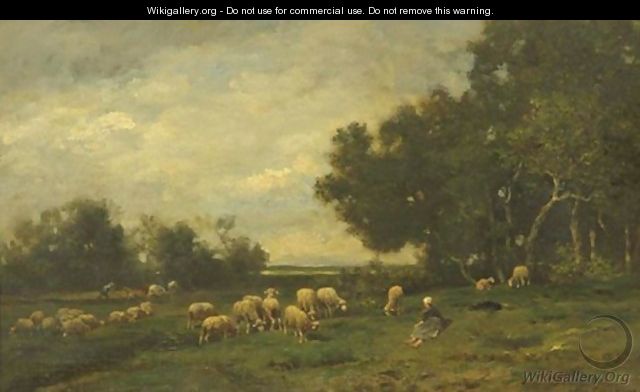 Relaxing Among The Flock - Charles Émile Jacque