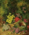 Still Life With Fruit And Still Life With Flowers And Birds Nest A Pair - Vincent Clare