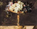 A Still Life With Grapes In A Bronze Cup, On A Stone Ledge - (after) Frans Snyders