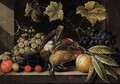 Still Life With Grapes, Plums, Cherries And Songbirds - Cornelis De Bryer