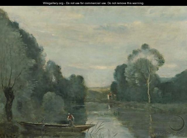 Grez-Sur-Loing, Pecheur En Barque, Le Matin - Jean-Baptiste-Camille Corot