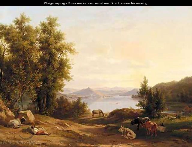 A View Of The Roman Campagna With A Drover And His Cattle - (after) Jakob Philippe Hackert