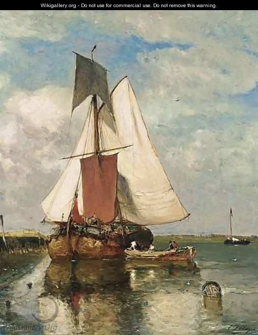 A Fishing Boat In An Estuary - Paul-Jean Clays