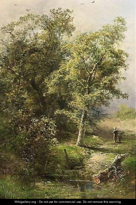 Figures By A Forest Stream - Pieter Lodewijk Francisco Kluyver