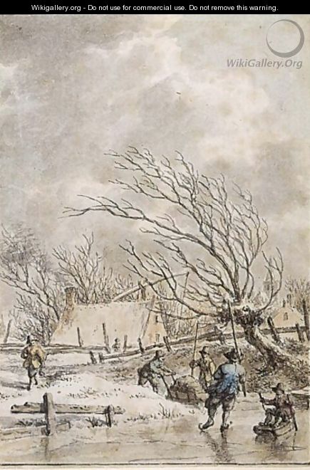 Winter Landscape With Skaters - Jacob Cats