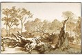 Riders And Figures By A Fallen Tree In The 'Haagse Bos' - Jan de Bisschop