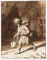 A Tinker Walking Down A Village Street - Cornelis Dusart
