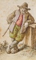 A Male Peasant Leaning To The Right, With Hat And Stick - Herman Saftleven