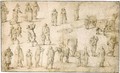 Sheet Of Studies Of Peasants, Horses And Carts - Pieter Gijsels