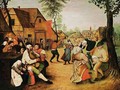 A Village Scene With Peasants Dancing Outside An Inn - (after) Pieter The Younger Brueghel